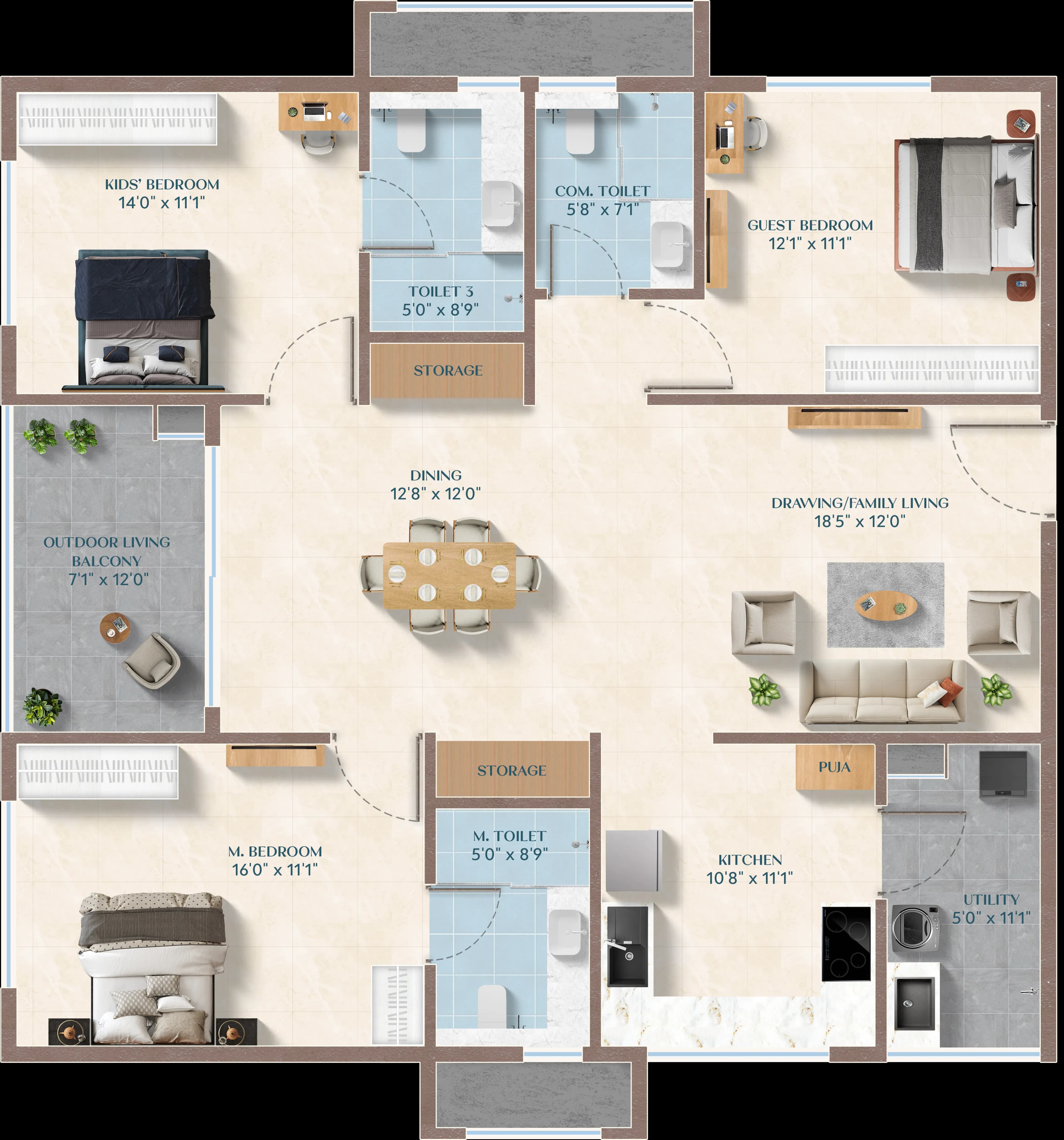 Premium-1970 sft (E) floor plan