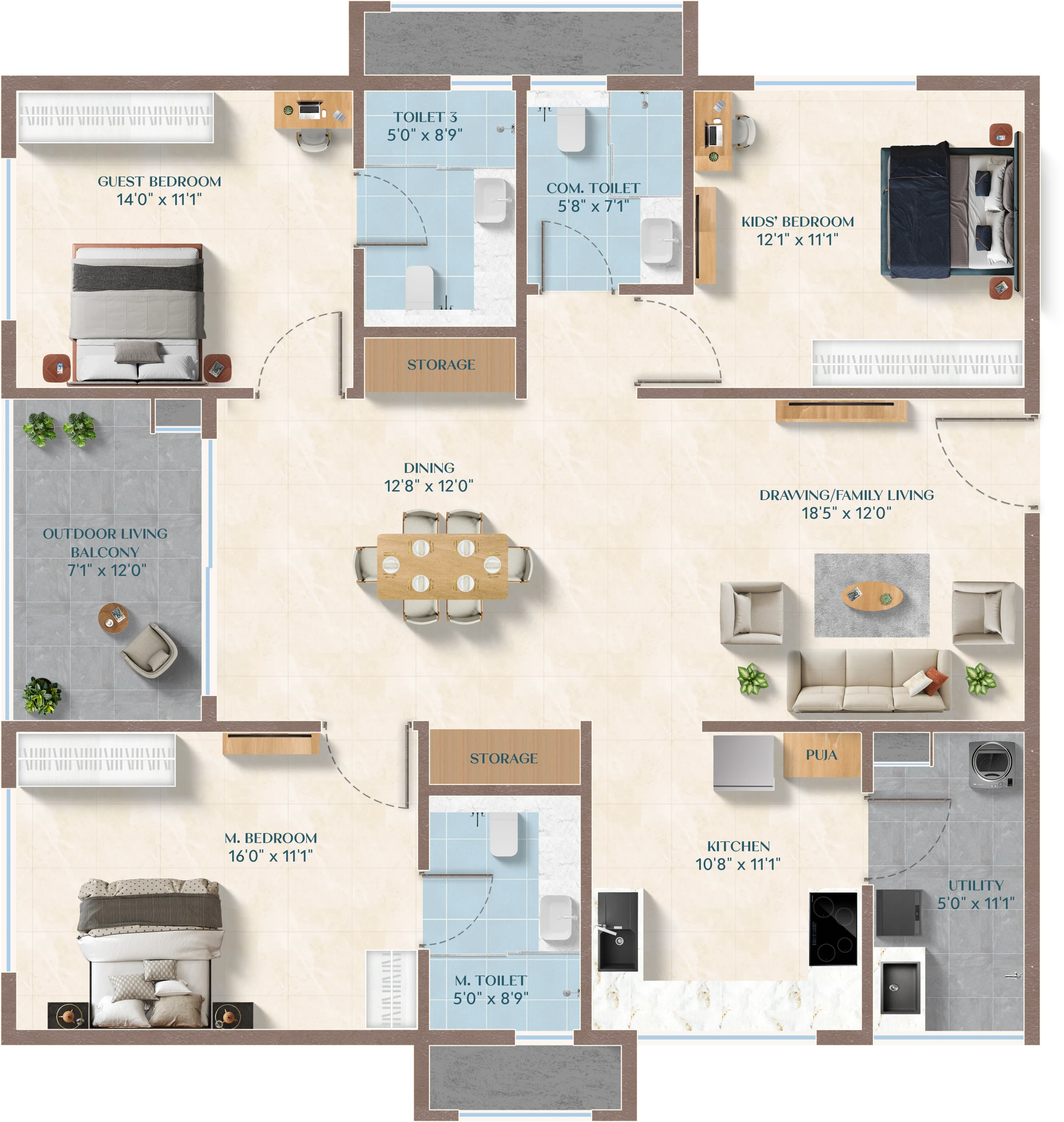 Premium-1970 sft (E) floor plan
